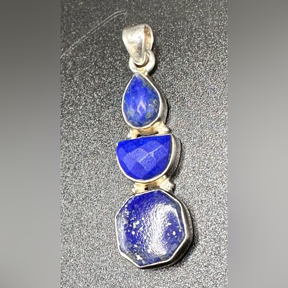 Natural Stone Blue Lapis Lazuli 925 Sterling Silver Pendant Jewelry